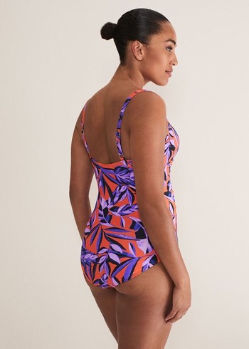 Phase Eight Leaf Print Swimwear Purple/Orange Canada | RMDESZ-503